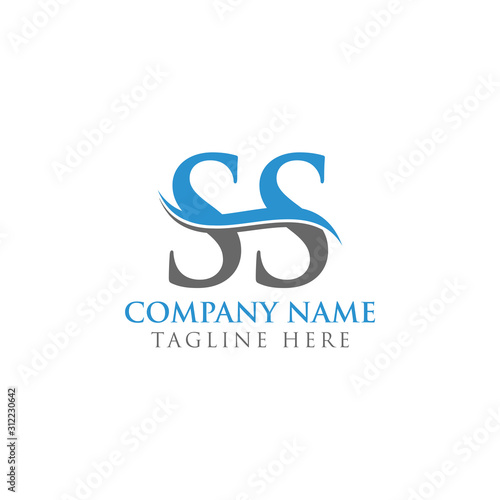 Swoosh Letter SS Logo Design Vector Template. Water Wave SS Logo Vector.