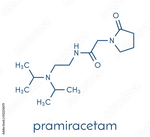 Pramiracetam drug molecule. Skeletal formula.