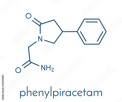 Phenylpiracetam drug molecule. Skeletal formula.