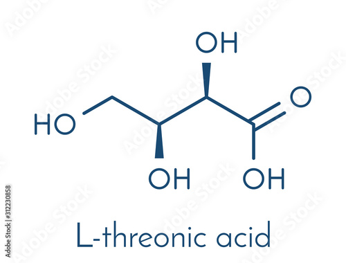 L-Threonic acid molecule. Skeletal formula.