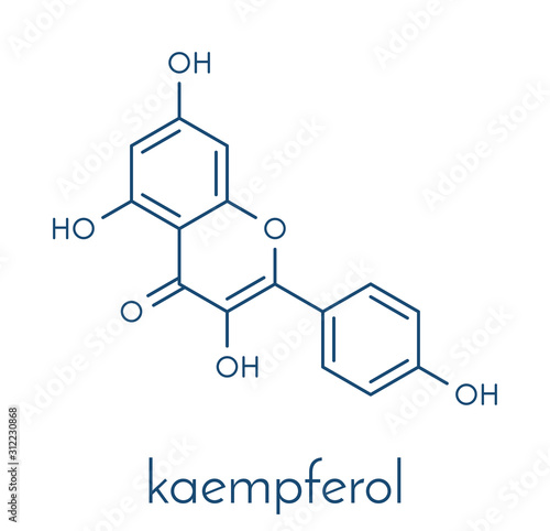 Kaempferol antioxidant molecule. Skeletal formula.