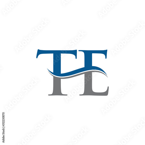 Swoosh Letter TE Logo Design Vector Template. Water Wave TE Logo Vector.