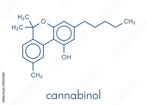 Cannabinol or CBN cannabinoid molecule. Skeletal formula.