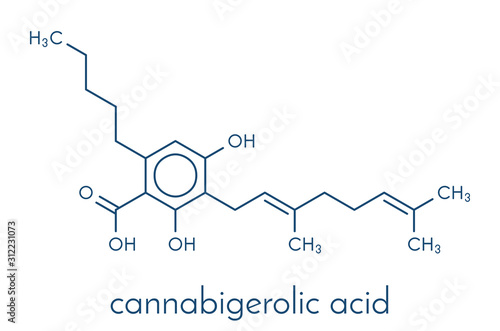 Cannabigerolic acid or CBGA cannabinoid molecule. Skeletal formula.