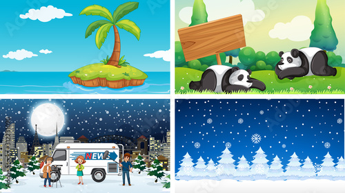 Four scenes of summer and winter