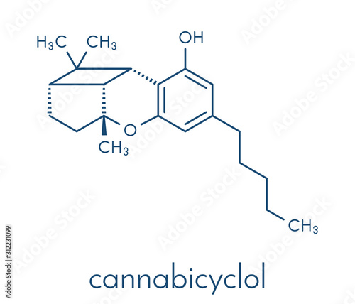 Cannabicyclol or CBL cannabinoid molecule. Skeletal formula.