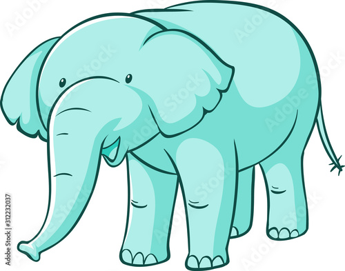 Blue elephant on white background