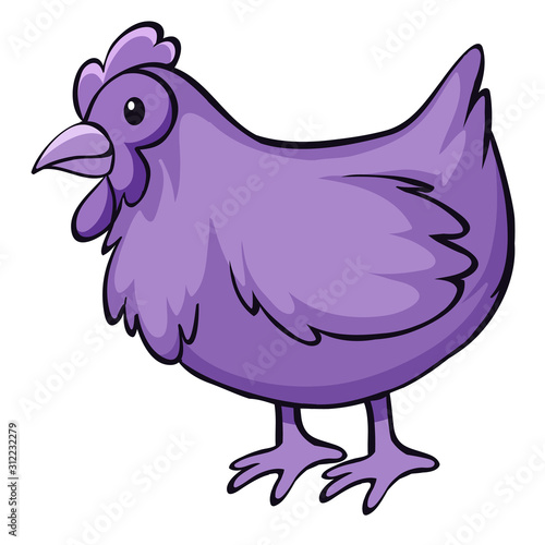 Purple chicken on white background