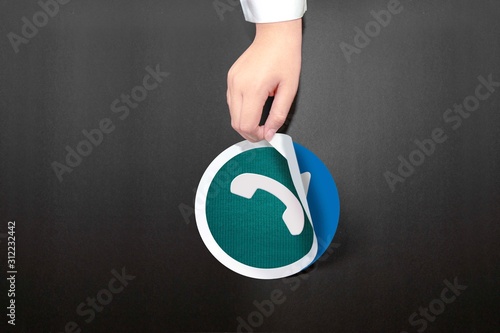 Canvas Print hand remove whatsapp to show telegram