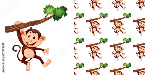 Seamless and isolated animal pattern cartoon