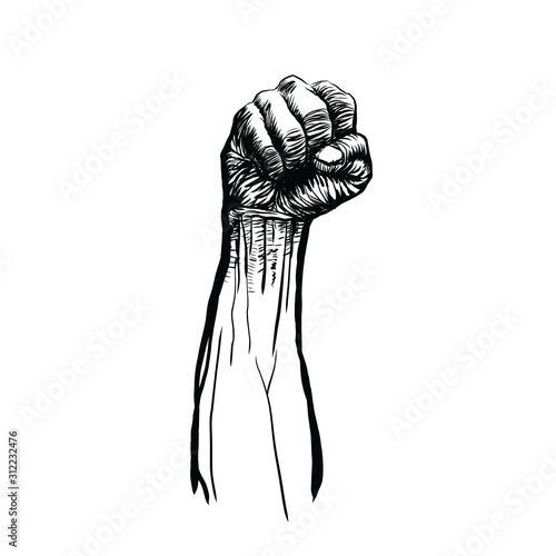 isolated vector sketch of a hand fist.