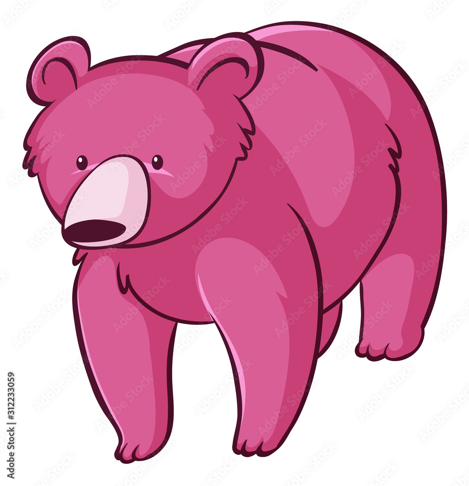 Fototapeta premium Pink bear on white background