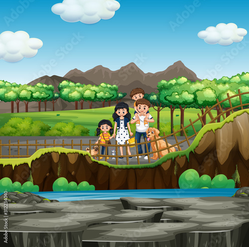 Scene with family in the park