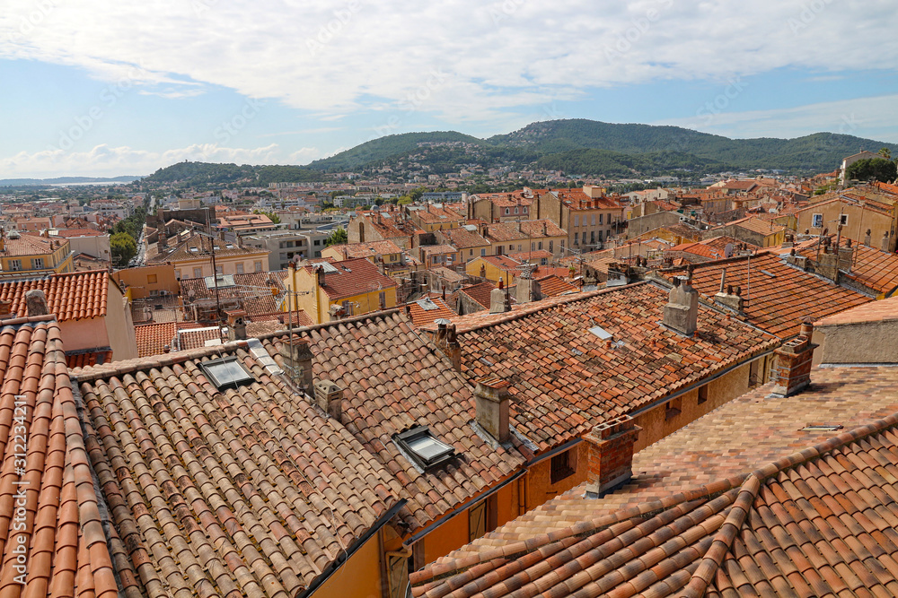 France, Provence , Hyeres, view above the roofs