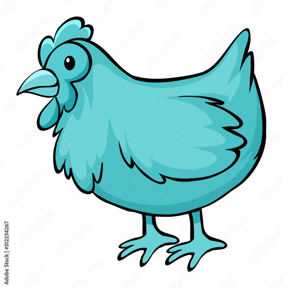 Fototapeta premium Blue chicken on white background