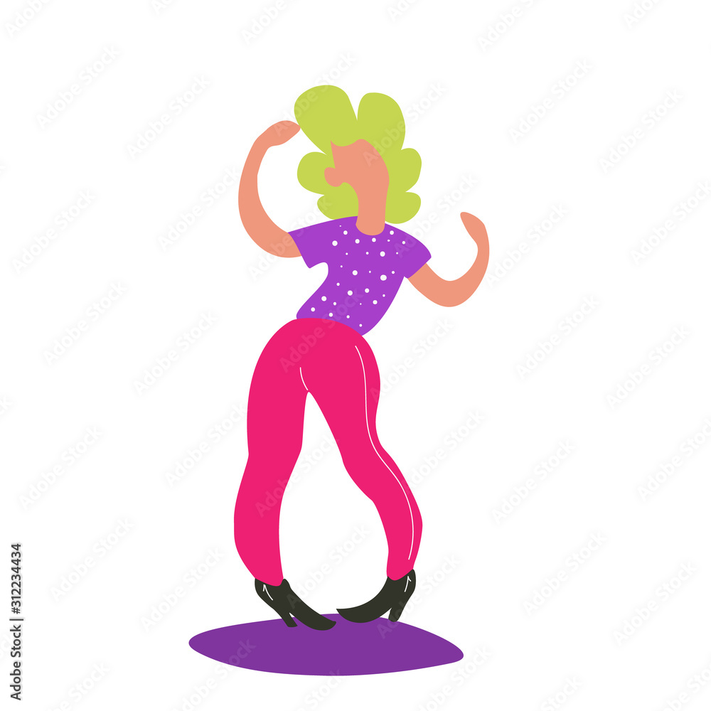 Obraz premium girl in a flat style dancing on a white background