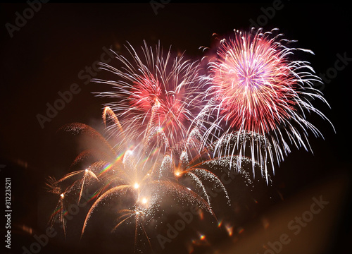 New Year abstract fireworks background photo