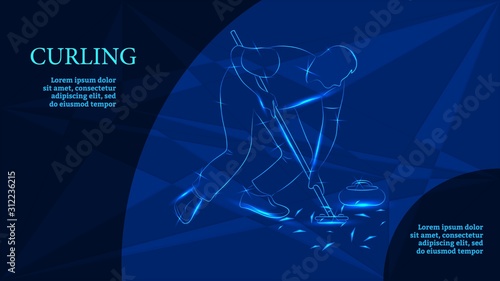 Curling.Vector sports background for the landing page template.