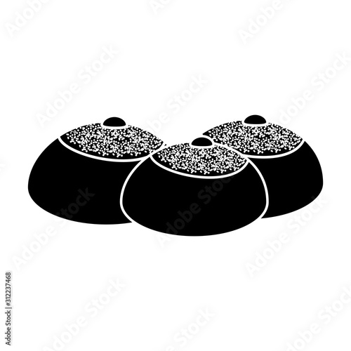 silhouette of set delicious round breads isolated icon vector illustration design