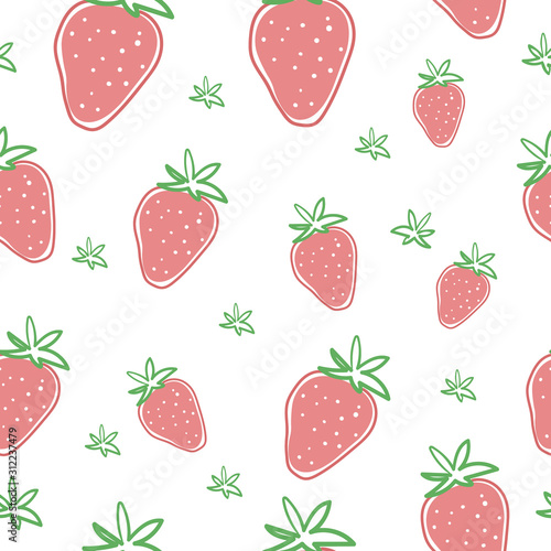 Fototapeta Naklejka Na Ścianę i Meble -  seamless pattern with strawberries in flat style