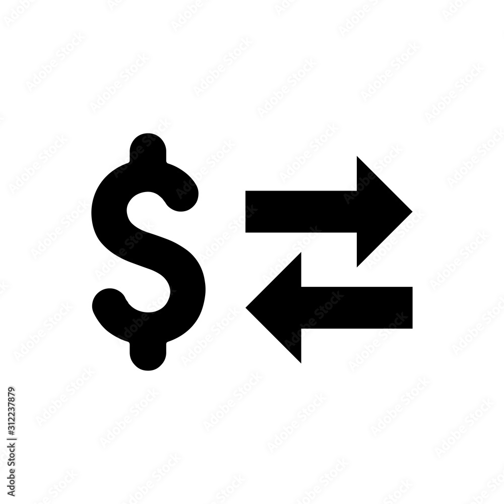 Money transfer icon vector in flat design Money transfer icon vector in flat design