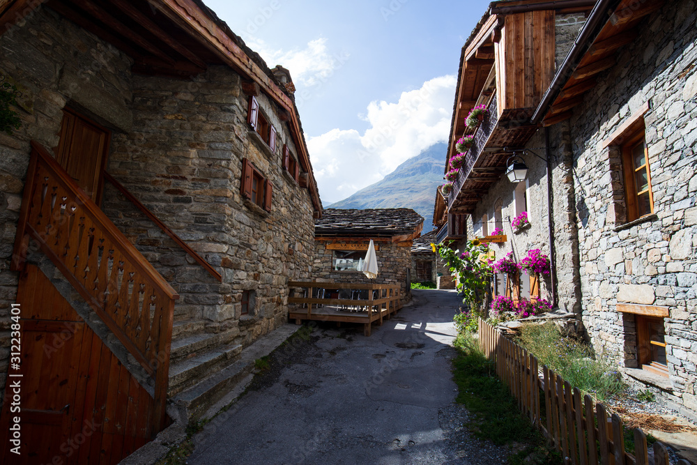 Old village in the Alps mountains