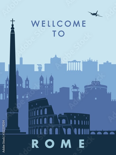 rome skyline with vector illustration