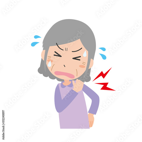肩こり　女性　痛み　疲労　血行不良　おばあさん