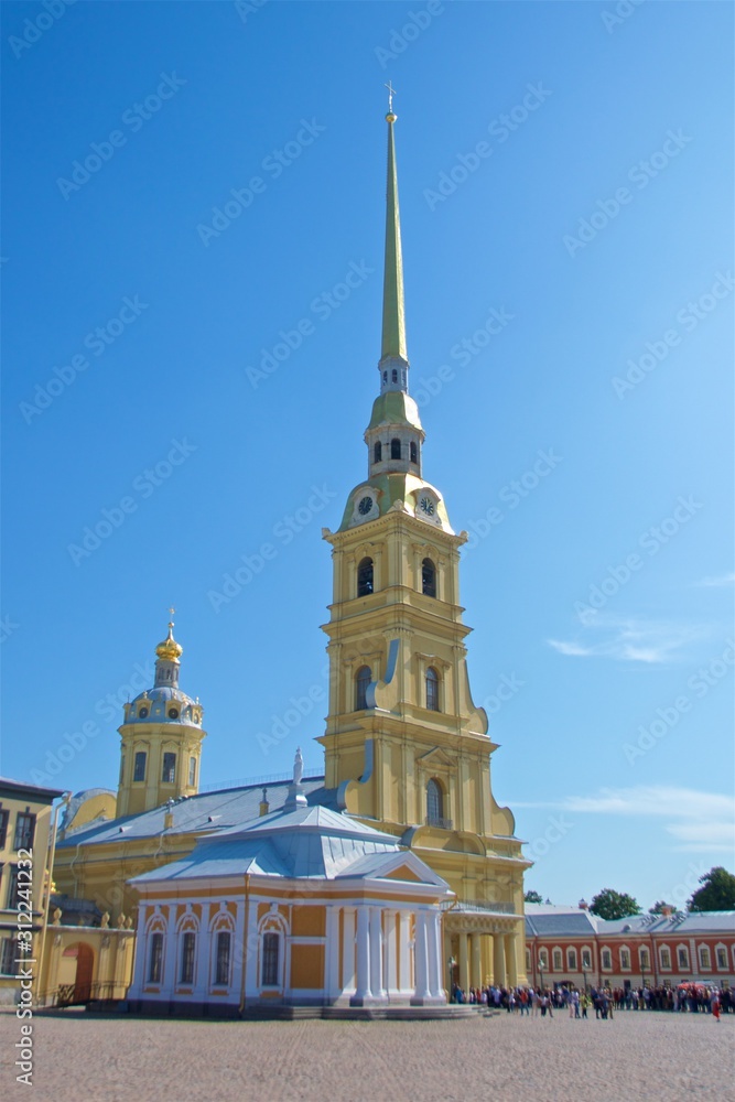 Visiting Peter and Paul Fortress Cathedral in Hare Island, St. Petersburg in Russia