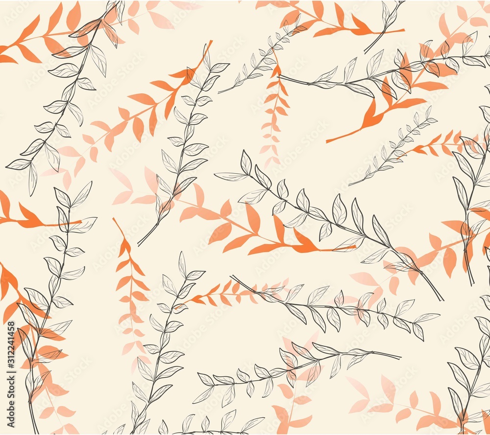 Pattern tropical botanical motifs scattered random Pattern tropical botanical motifs scattered random