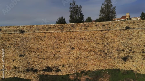 Aerial Panorama of Stone Walls of Estremoz Castle, Portugal. Old Town and Fortification, Historic National Monument from Restoration War photo