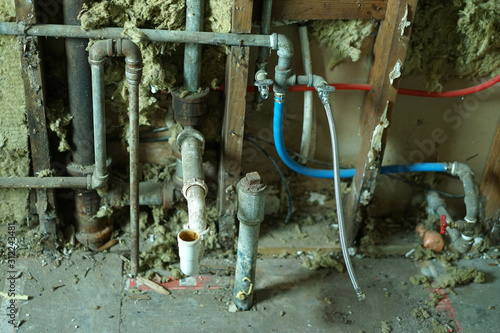 Behind the kitchen wall of old house.