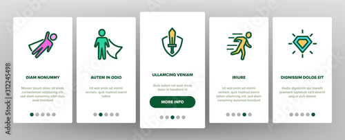 Super Hero Onboarding Mobile App Page Screen Vector