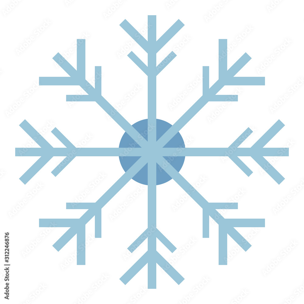 Blue vector simple contour of snowflakes with blue circle object isolated on white background. Blue vector simple contour of snowflakes with blue circle object isolated on white background.