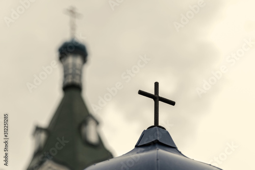 Tableau sur toile cross on the dome of the church
