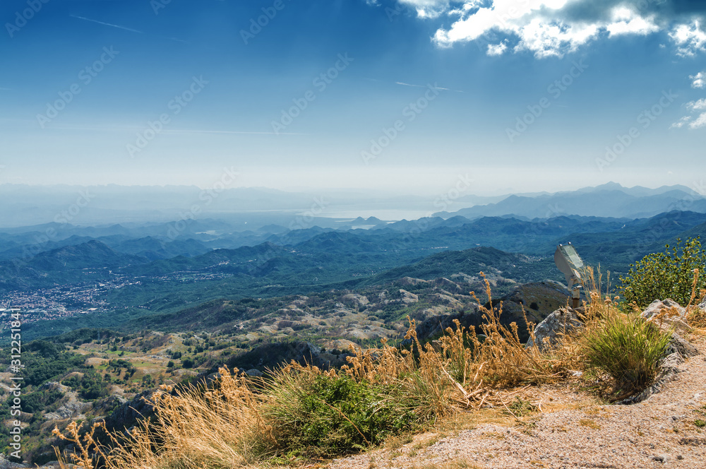 Sunny mountain landscape of Lovcen national park, Dinaric Alps, Montenegro.