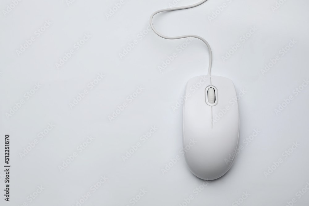 Wired computer mouse isolated on white, top view Wired computer mouse isolated on white, top view