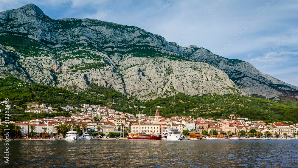 Europe, Croatia. Makarska cityscape. Famous tourist destination in Dalmatia.