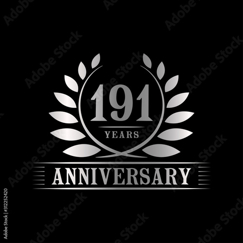 191 years logo design template. Anniversary vector and illustration template.