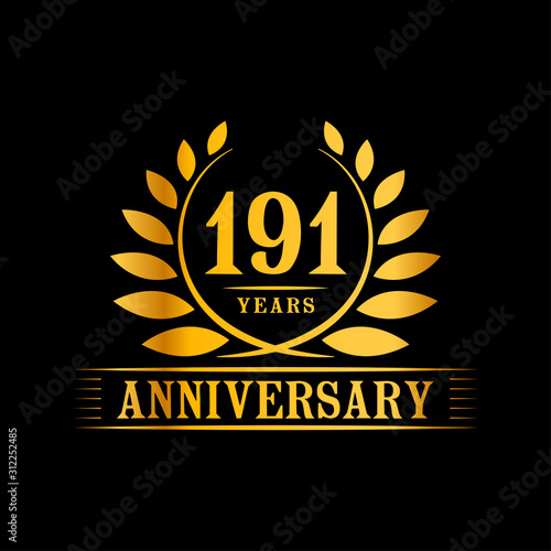 191 years logo design template. Anniversary vector and illustration template.