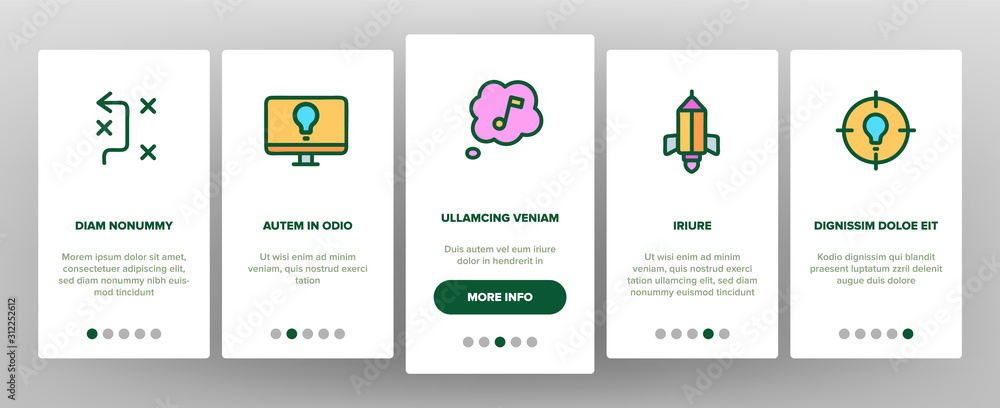 Creativity Onboarding Mobile App Page Screen Vector - obrazy, fototapety, plakaty 