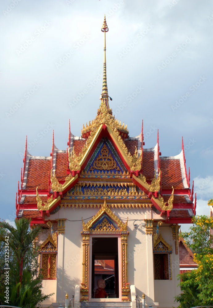 Buddhist chapel at the Wat Suwankiriket school temple in Karon, province of Phuket, Thailand.