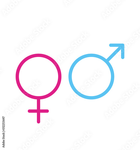 Male and female sex icon sign isolated on white background