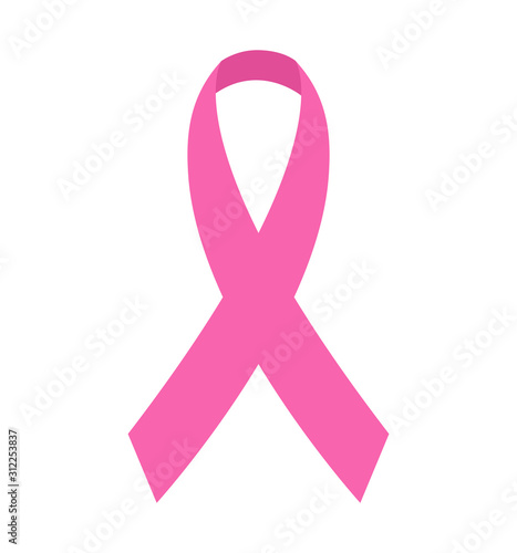 Pink cancer ribbon on a white background vector illustration