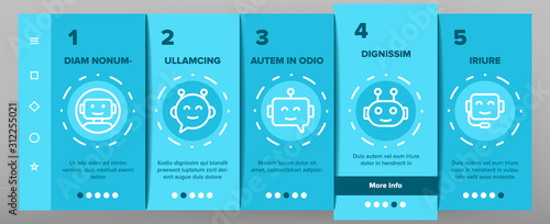 Chatbot Robot Onboarding Mobile App Page Screen Vector