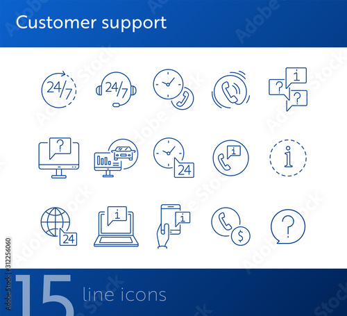 Customer support line icon set