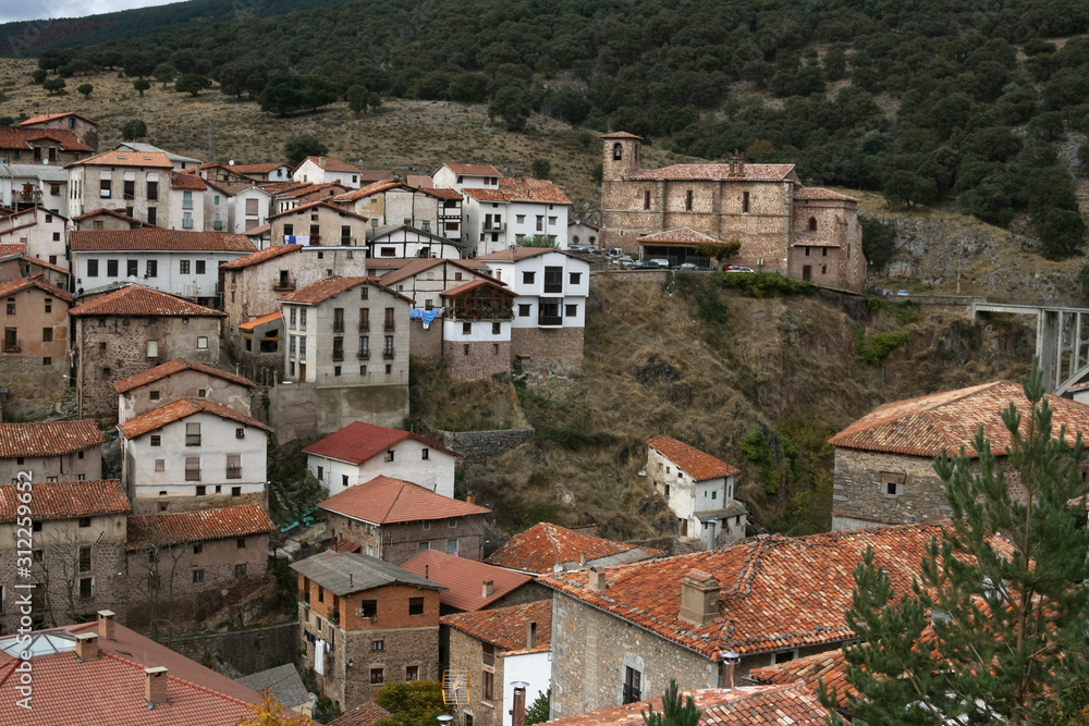 Landscape of houses in a village in La Rioja, Spain