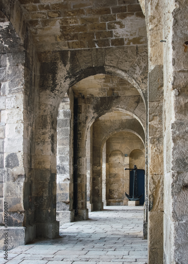 Stone arches in an old church