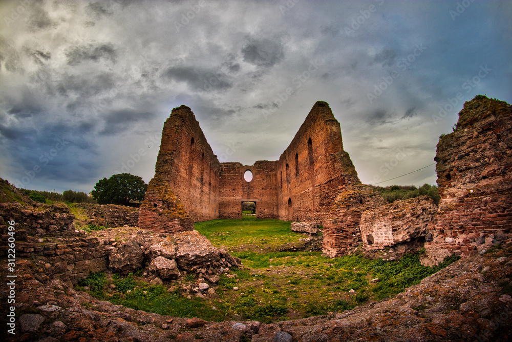 Ruins of the Norman basilica of Santa Maria della Roccella, South Italy.