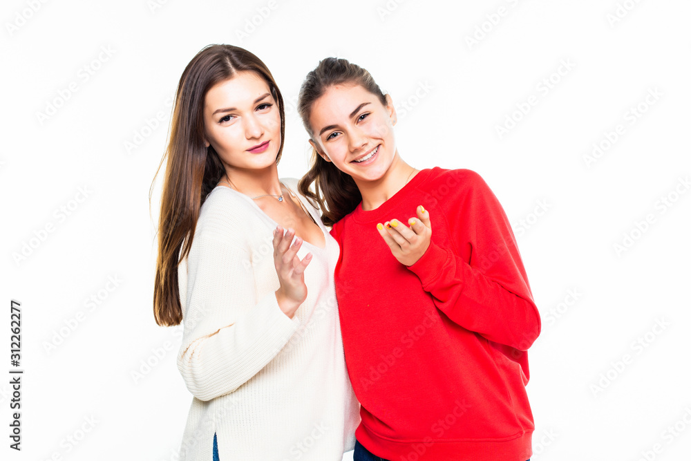 Two teen girl smile isolated on white backgrund Two teen girl smile isolated on white backgrund